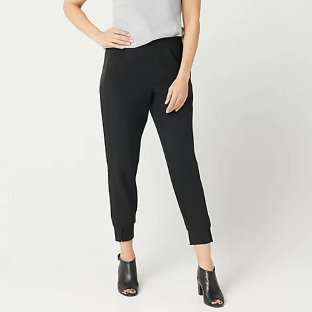 H by Halston Petite Ankle Pants with Tuxedo Panel